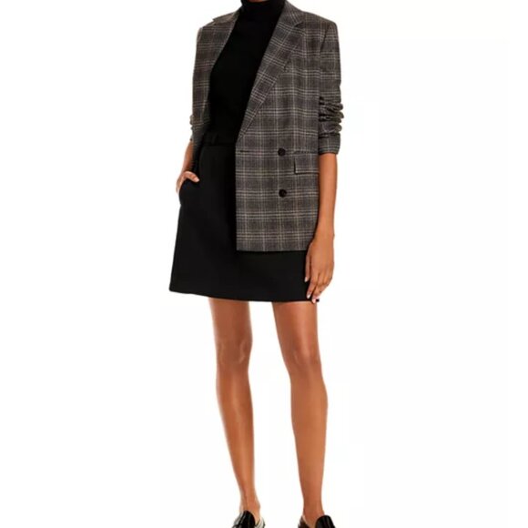 Theory Piazza Wool Blend Double Breasted Plaid Blazer/Jacket Size 6 - Picture 4 of 16